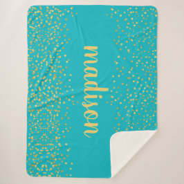 Cobertor Sherpa Glitter Dourado Confetti | Teal Personalizado
