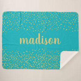 Cobertor Sherpa Glitter Dourado Confetti | Teal Personalizado