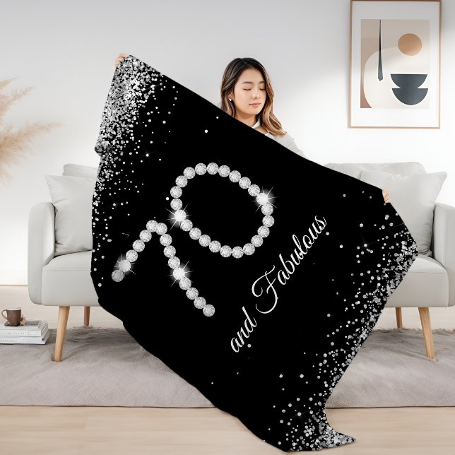 Cobertor Sherpa Glitter e Diamantes de Prata Elegante 70 e Fabulos (Luxury Diamonds 70 and Fablulous Blanket)