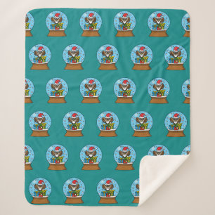 Cobertor Sherpa Globo de Neve com Santa Claus Owl