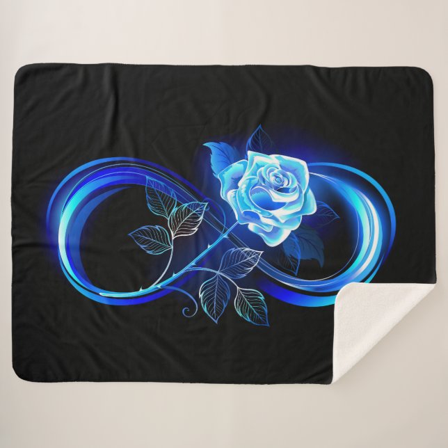 Cobertor Sherpa Glowing infinity with blue rose (Frente (Horizontal))