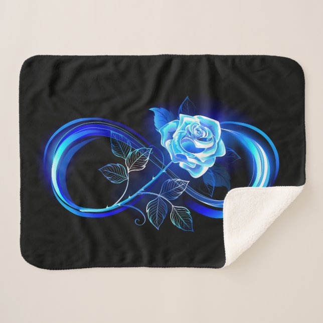 Cobertor Sherpa Glowing infinity with blue rose (Frente (Horizontal))