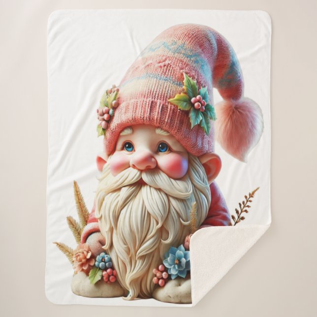 Cobertor Sherpa Gnome das flores (Frente)