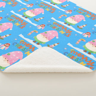 Cobertor Sherpa Gnomo animado Feliz Natal