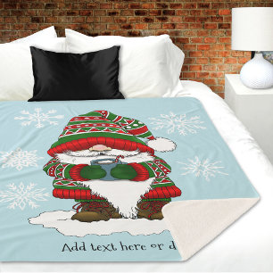 Cobertor Sherpa Gnomo de Natal Aconchegante Vermelho Verde Inverno
