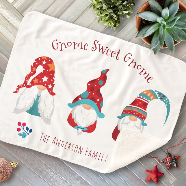 Cobertor Sherpa Gnomo Sweet Gnomet Simple Holiday Elf Modern (Criador carregado)