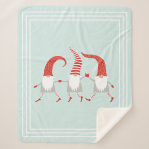 Cobertor Sherpa Gnomos de Natal Escandinavos Mint Green
