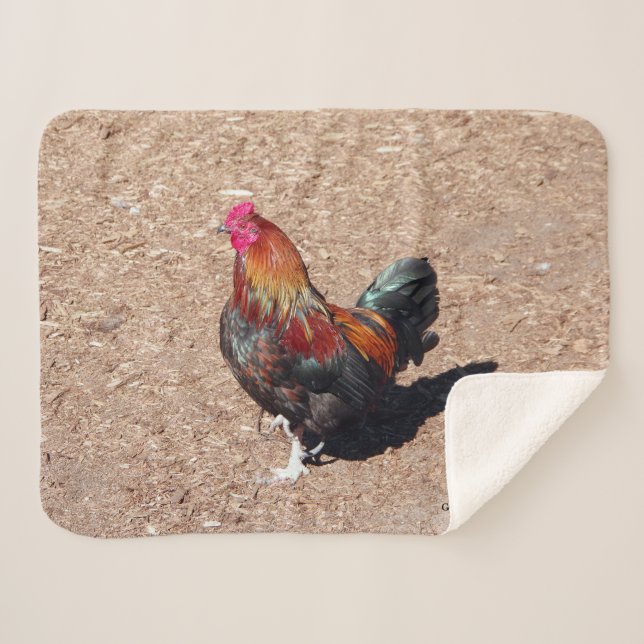 Cobertor Sherpa Gold Cockerel Rooster sherpa blanket (Frente (Horizontal))