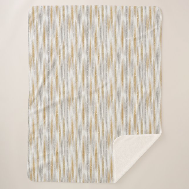 Cobertor Sherpa Gold Silver Chic Glam Glitzy Stripes (Frente)