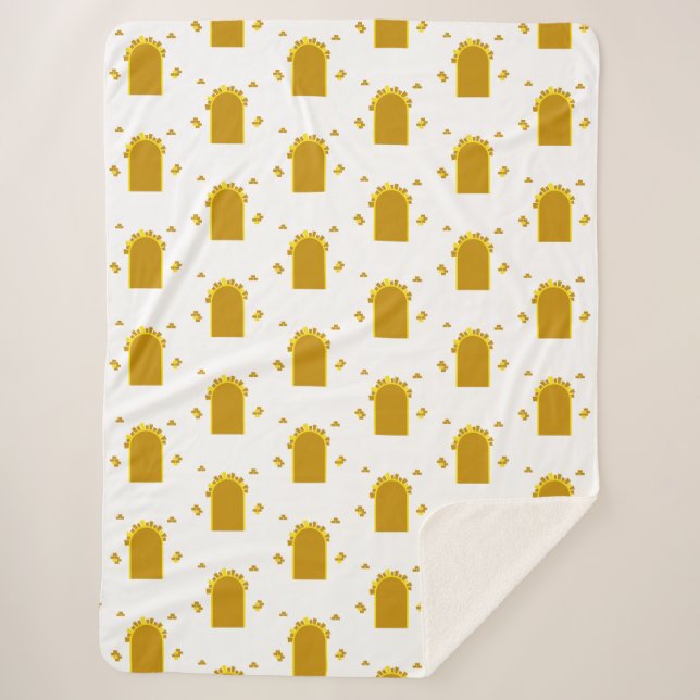 Cobertor Sherpa  Golden Archway Portal – Minimalist Abstract (Frente)