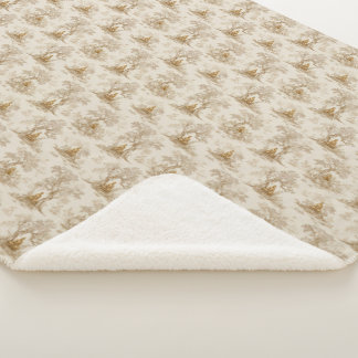 Cobertor Sherpa Golden Buddha Toile de Jouy Classic Pattern