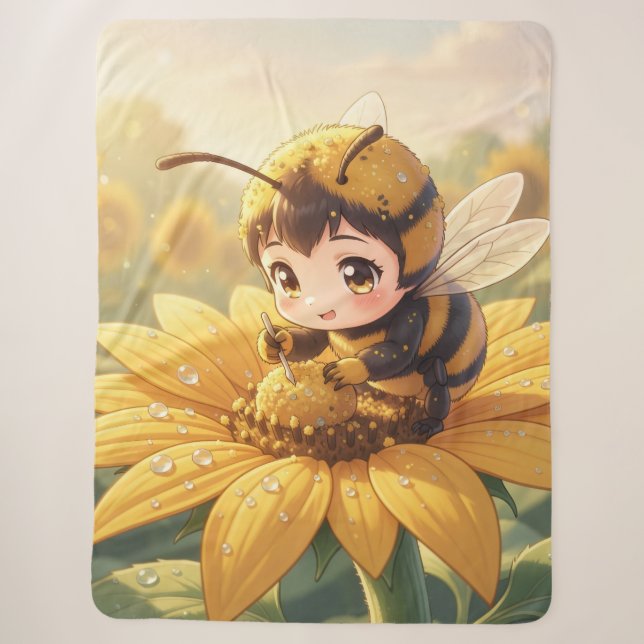 Cobertor Sherpa Golden Bumblebee in Bloom Dance.3 (Frente)