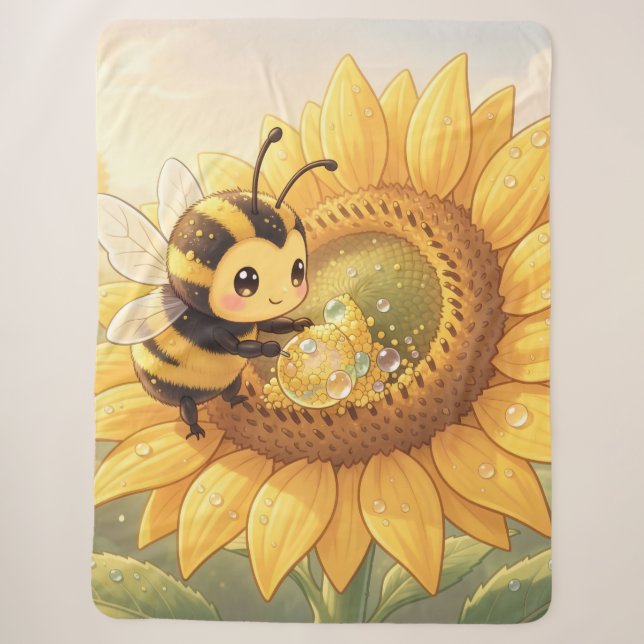 Cobertor Sherpa Golden Bumblebee in Bloom Dance.6 (Frente)