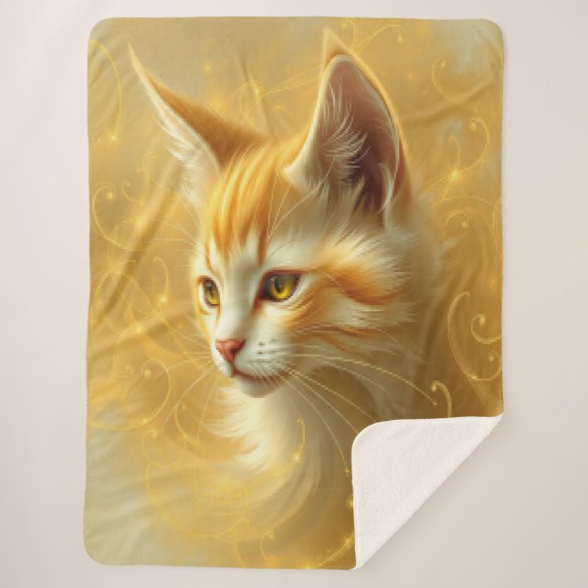 Cobertor Sherpa Golden cat  (Frente)