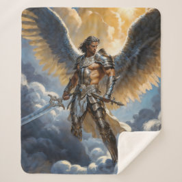 Cobertor Sherpa Golden Warrior of Heaven Archangel Michael