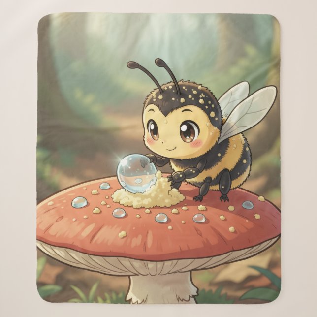 Cobertor Sherpa Goldene Hummel im Blütentanz  (Frente)