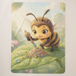Cobertor Sherpa Goldene Hummel im Blütentanz.2