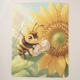 Cobertor Sherpa Goldene Hummel im Blütentanz.4