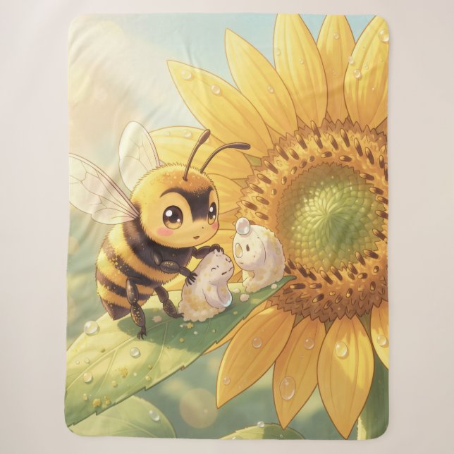 Cobertor Sherpa Goldene Hummel im Blütentanz.4 (Frente)