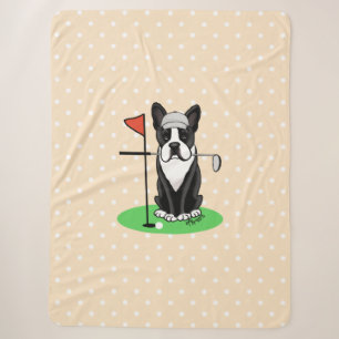 Cobertor Sherpa Golf Boston Terrier (preto) - Cachorro Bonito