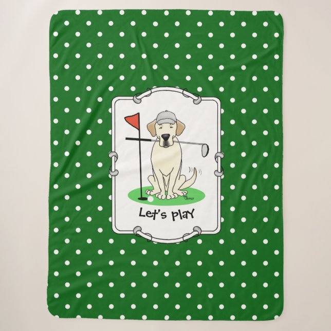 Cobertor Sherpa Golf Golfing Yellow Lab Labrador Retriever Cachorr (Frente)