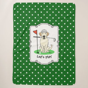 Cobertor Sherpa Golf Golfing Yellow Lab Labrador Retriever Dog