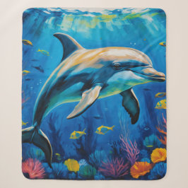 Cobertor Sherpa Golfinho de Pintura de Petróleo