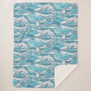 Cobertor Sherpa Golfinhos De Vidro Arrefecidos Do Oceano Azul
