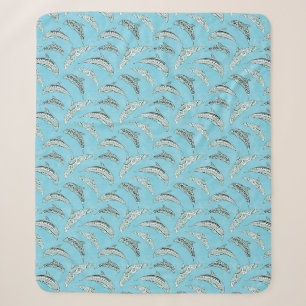 Cobertor Sherpa Golfinhos Tribais de Azul-Claro
