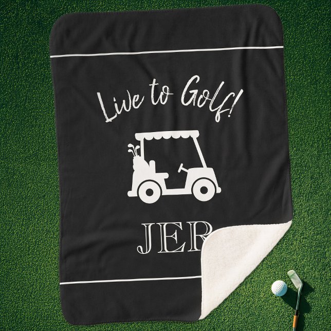 Cobertor Sherpa Golfista | Carrinho de Golfe Preto Monogramado Esp (Golfer | Black Golf Cart Monogrammed Sports Sherpa Blanket)