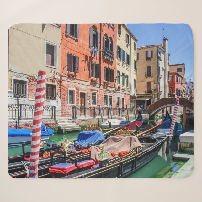 Cobertor Sherpa Gôndola tradicional em Veneza (Frente (Horizontal))