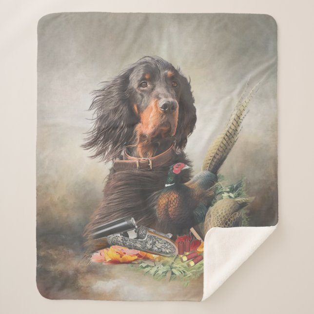 Cobertor Sherpa Gordon setter com faisões, Art (Frente)