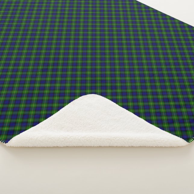 Cobertor Sherpa Gordon Tartan xadrez verde azul (3/4)