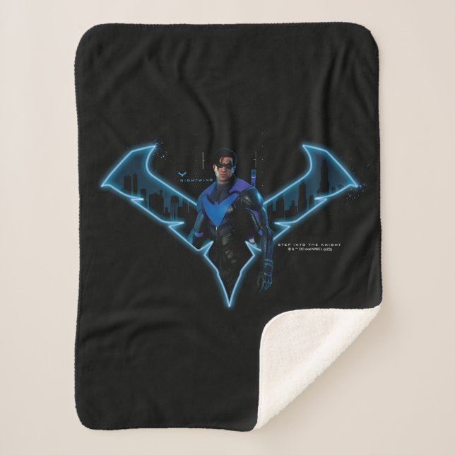 Cobertor Sherpa Gotham Knights Nightwing in Logo (Frente)