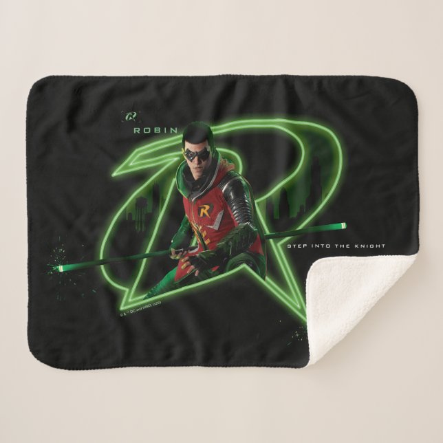 Cobertor Sherpa Gotham Knights Robin no logotipo (Frente (Horizontal))