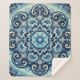 Cobertor Sherpa Gradiente Azul Mandala Design 2