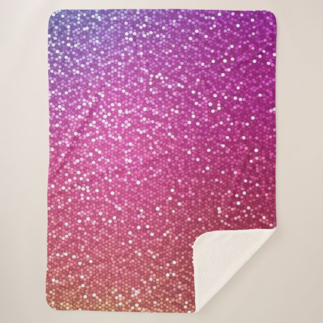 Cobertor Sherpa Gradiente Hexagonal Glitter Arco-Íris (Frente)