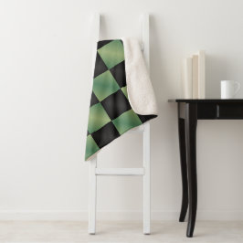 Cobertor Sherpa Gradiente Preto Verde Azul Moderno Verificado