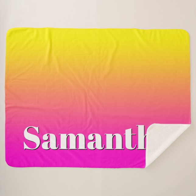 Cobertor Sherpa Gradiente Rosa Neon Amarelo Brilhante (Frente (Horizontal))