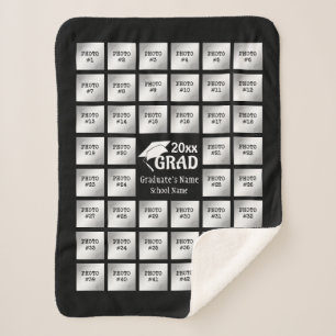 Cobertor Sherpa Graduação 44 Colagem de Fotos (para Fundo Escuro)