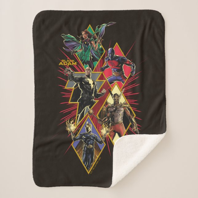 Cobertor Sherpa Gráfico de Burst de Caractere Adão Preto (Frente)
