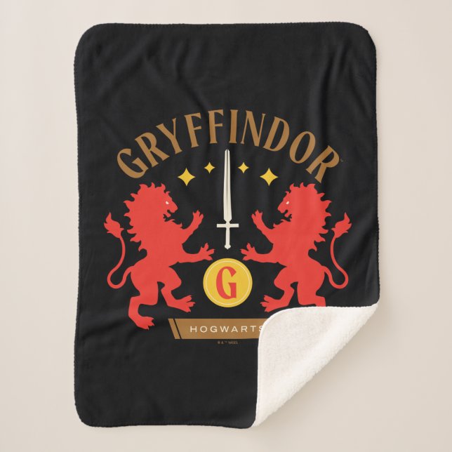 Cobertor Sherpa Gráfico de Espada de Leão Duplo GRYFFINDOR™ House (Frente)