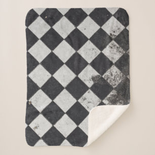 Cobertor Sherpa Gráfico de harlequim preto e branco