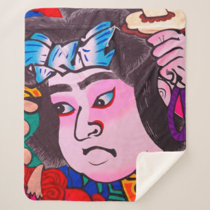 Cobertor Sherpa Gráfico de Kiteart Tradicional Japonês,pipa,samur