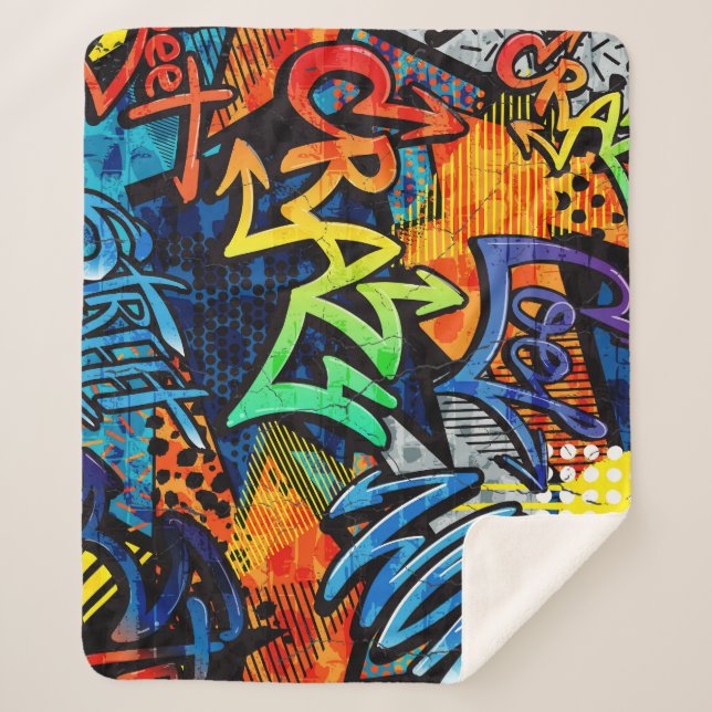 Cobertor Sherpa Grafite Bricks: Abstrato urbano (Frente)