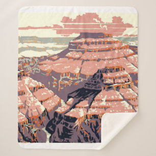 Cobertor Sherpa Grand Canyon Western Graphic Art American
