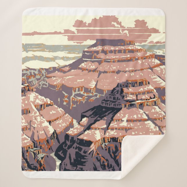 Cobertor Sherpa Grand Canyon Western Graphic Art American (Frente)