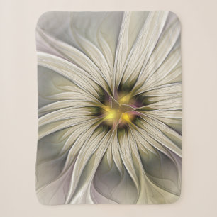 Cobertor Sherpa Grande Flor de Marfim, Arte Fractal Moderna Abstra