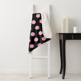 Cobertor Sherpa Grandes Bolinhas rosa em preto