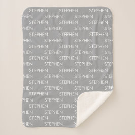 Cobertor Sherpa Gray minimalist custom name 